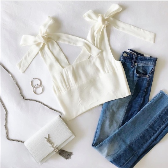 Loren Bow Tie Top in Ivory - Picture 2 of 6